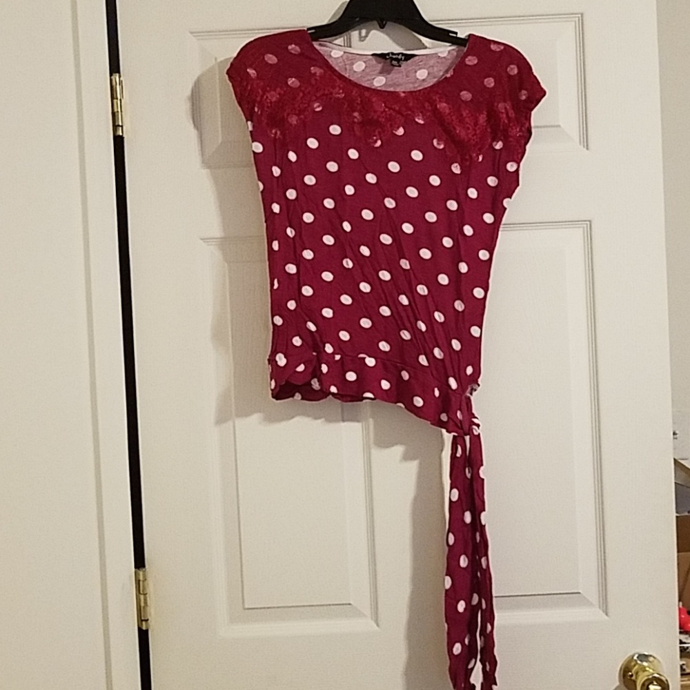 Marron polka Dot Top